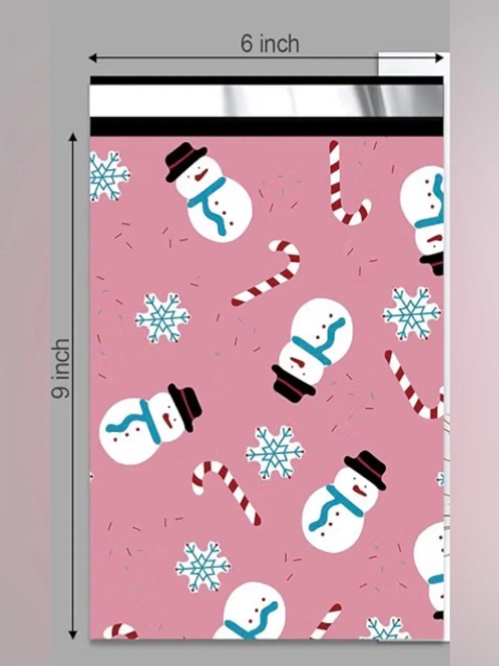 (20) Holiday Snowman Polymailer  Bags- Pink 6”x9”